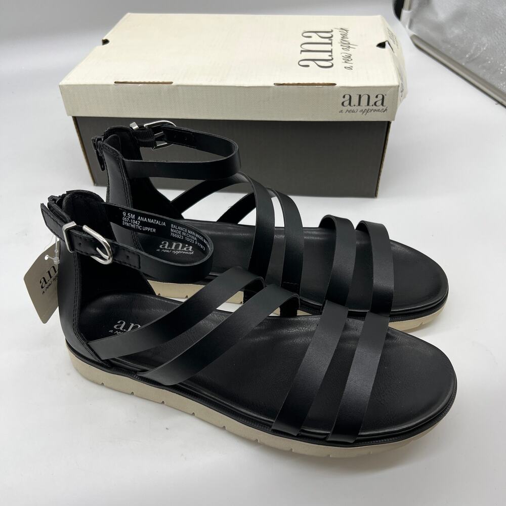 a.n.a Natialia Gladiator Sandals Flat Black Color Size 9.5M